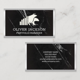 Stocks Bull Bear Market Logo Marble Business Card