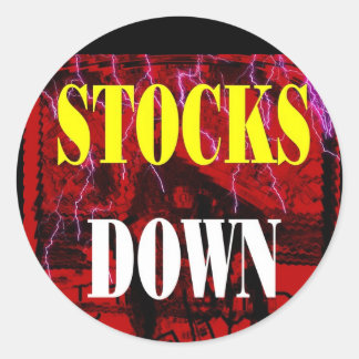 STOCKS DOWN CLASSIC ROUND STICKER