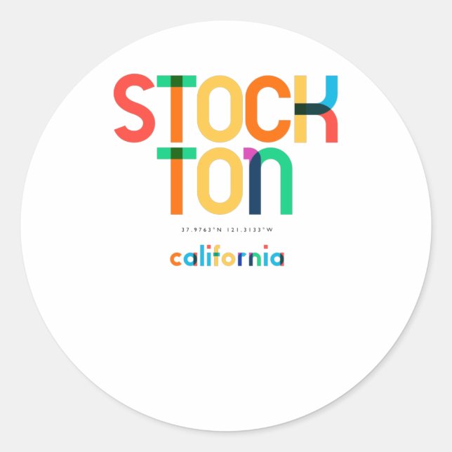Stockton California Mid Century, Pop Art, Classic Round Sticker (Front)