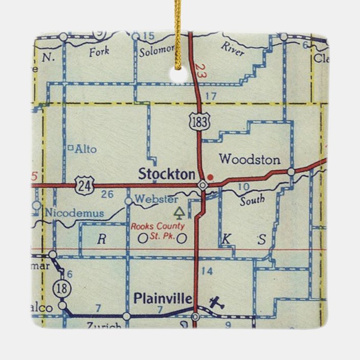 Stockton KS Vintage Map Ceramic Ornament Zazzle