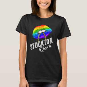 Stockton Queen Lgbtq Gay Pride Flag Lips Rainbow M T-Shirt