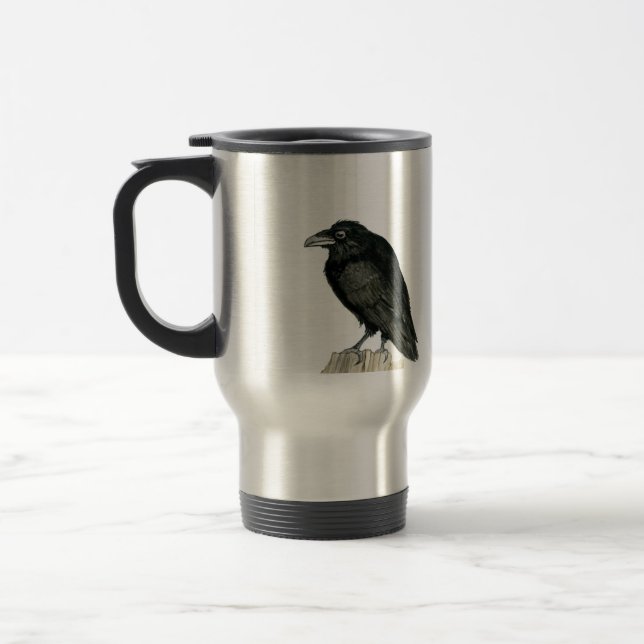 Stocky Raven Travel Mug (Left)