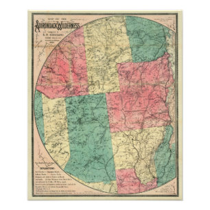 Stoddard's Map of the Adirondack Wilderness, 1883 Photo Print