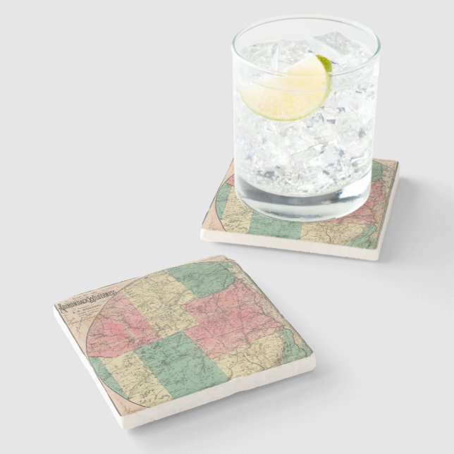 Stoddard's Map of the Adirondack Wilderness, 1883 Stone Coaster (Side)