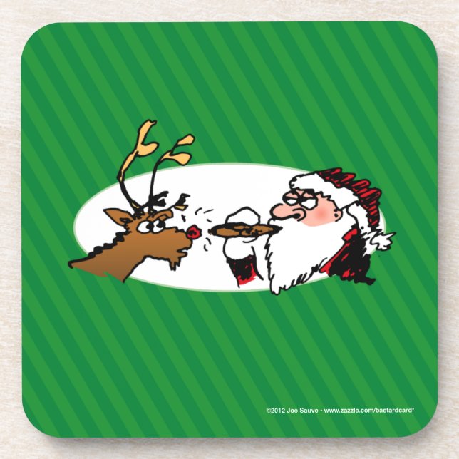 Stogie Santa Funny Cartoon Coaster (Front)