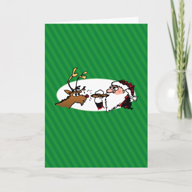 Stogie Santa Funny Cartoon Holiday Card (Front)