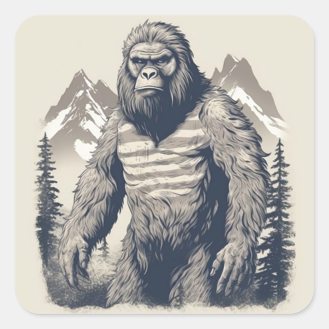 Stoic Bigfoot: Minimalist Patriotic Square Sticker (Front)
