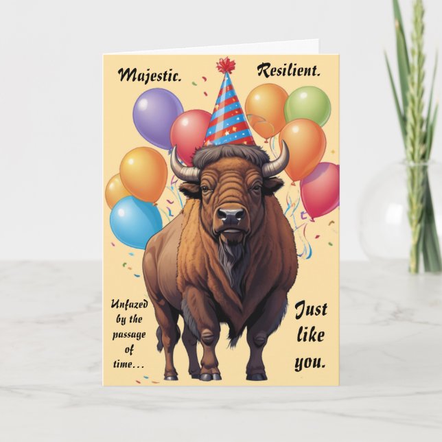 Stoic Bison Birthday Wisdom Card (Front)
