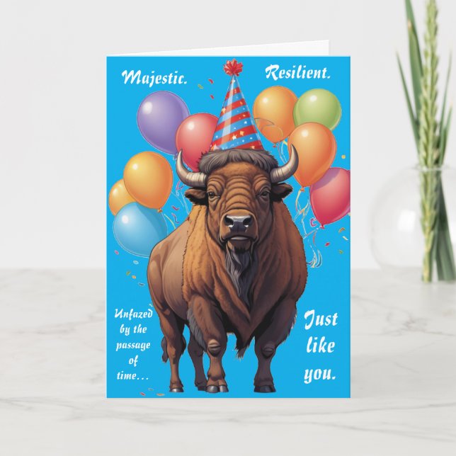 Stoic Bison Birthday Wisdom Card (Front)