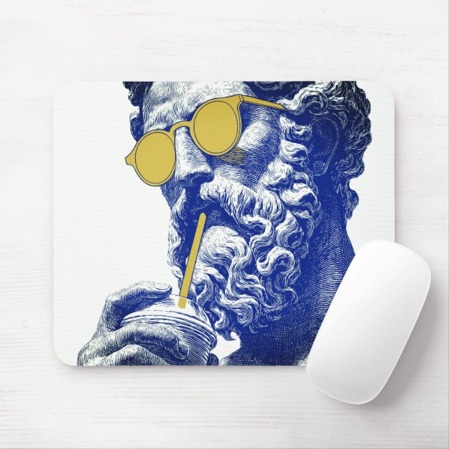 Stoic Guy with Cool Sunglasses Mouse Mat (With Mouse)