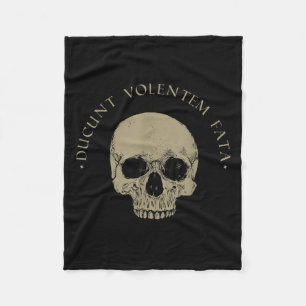 Stoic Philosophy Du Volentem Fata Skull Stoicism Q Fleece Blanket