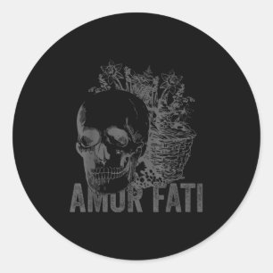 Stoic Philosophy Grey Hellenistic Stoicism Amor Fa Classic Round Sticker