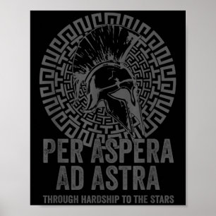 Stoic Philosophy Grey With Translation Per Aspera Poster