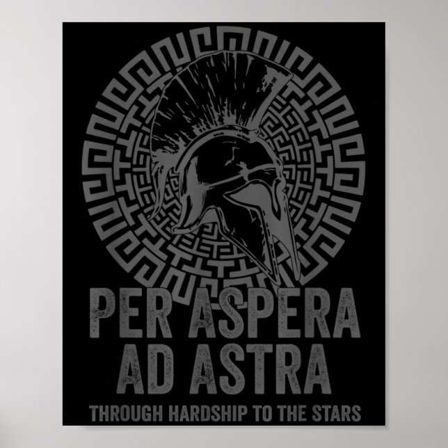 Stoic Philosophy Grey With Translation Per Aspera  Poster (Front)