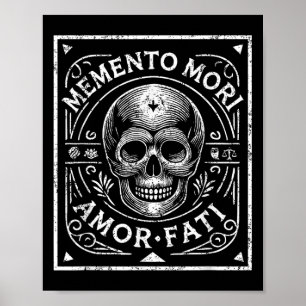 Stoic Philosophy Memento Mori Amor Fati Skull Stoi Poster