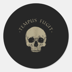 Stoic Philosophy Tempus Fugit Skull Stoicism Quote Classic Round Sticker