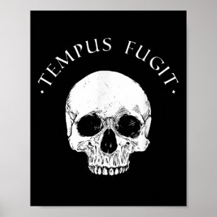 Stoic Philosophy Tempus Fugit Skull Stoicism Quote Poster