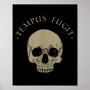 Stoic Philosophy Tempus Fugit Skull Stoicism Quote Poster