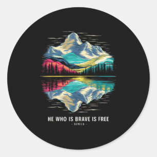Stoic Seneca Philosoper Quote Brave Free Stoicism  Classic Round Sticker
