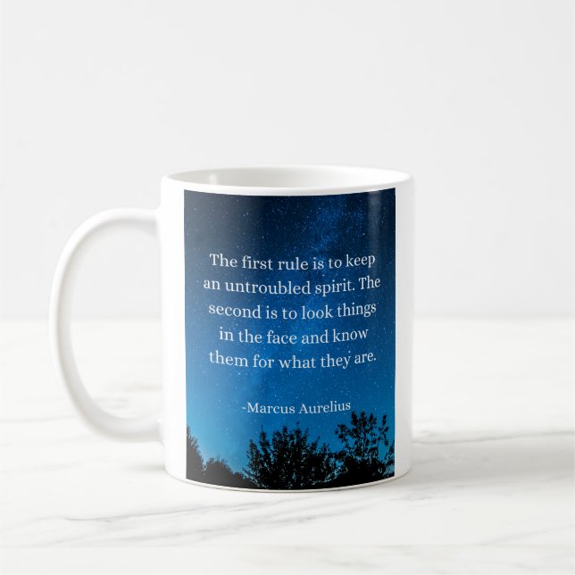 Stoic Wisdom: Keep an Untroubled Spirit, Face Trut Coffee Mug (Left)