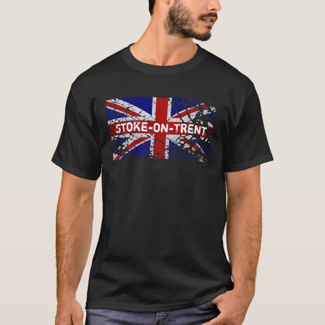 Stoke-on-Trent Peeling Paint Union Jack Flag T-Shirt (Front)