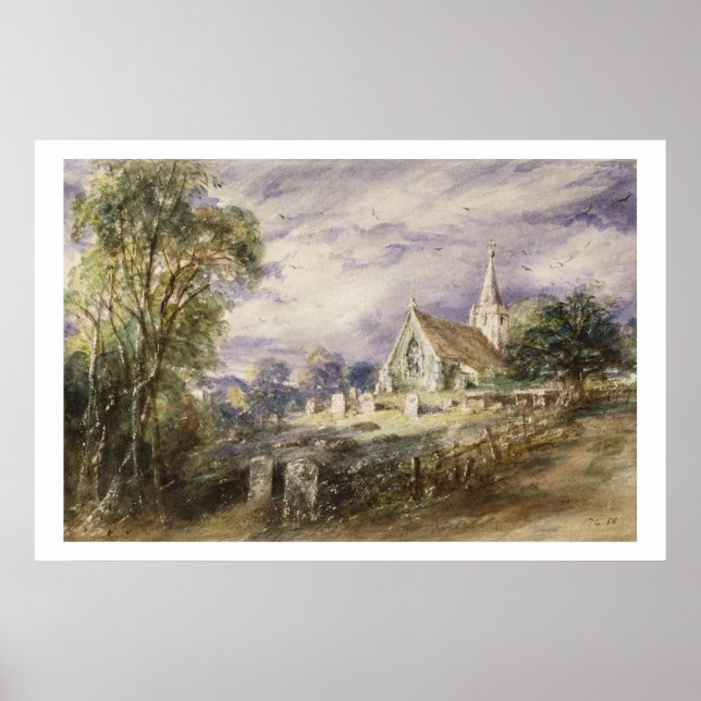 Stoke Poges Church, 1833 (w/c on paper) Poster (Front)