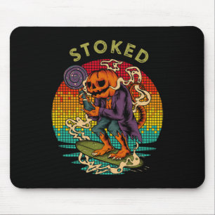 Stoked Funny Surfing Pumpkin Head Animal Lollipop  Mouse Mat