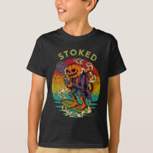 Stoked Funny Surfing Pumpkin Head Animal Lollipop T-Shirt