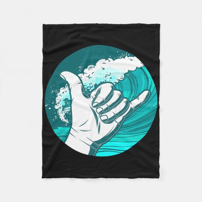 Stoked Hand Surfing  Fleece Blanket (Front)