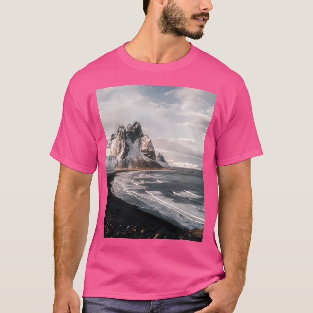Stokksnes Icelandic Mountain Beach Sunset - Landsc T-Shirt (Front)