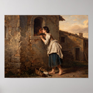 Stolen Kiss at the Cottage Window Poster