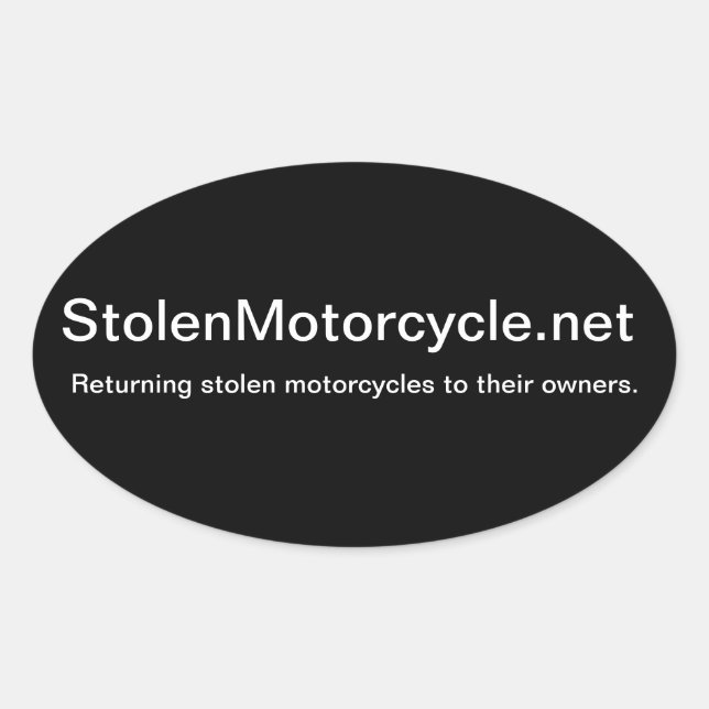 Stolen Motorcycle Oval Sticker (Front)