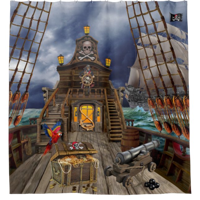 STOLEN PIRATE TREASURE SHOWER CURTAIN (Front)