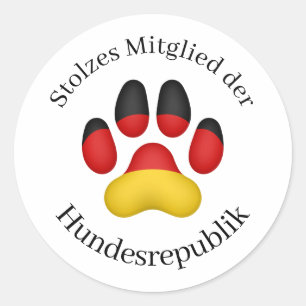 Stolzes Mitglied der Hundesrepublik German Dog Classic Round Sticker