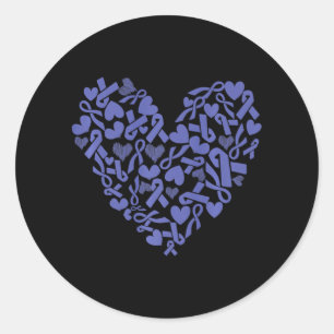 Stomach Cancer Awareness Heart Gastric Periwinkle  Classic Round Sticker