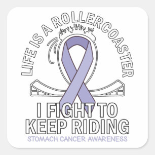 Stomach cancer awareness periwinkle blue square sticker