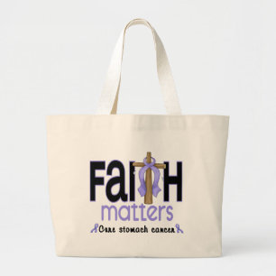 Stomach Cancer Faith Matters Cross 1 Large Tote Bag