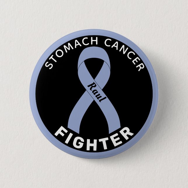 Stomach Cancer Fighter Ribbon Black Button (Front)