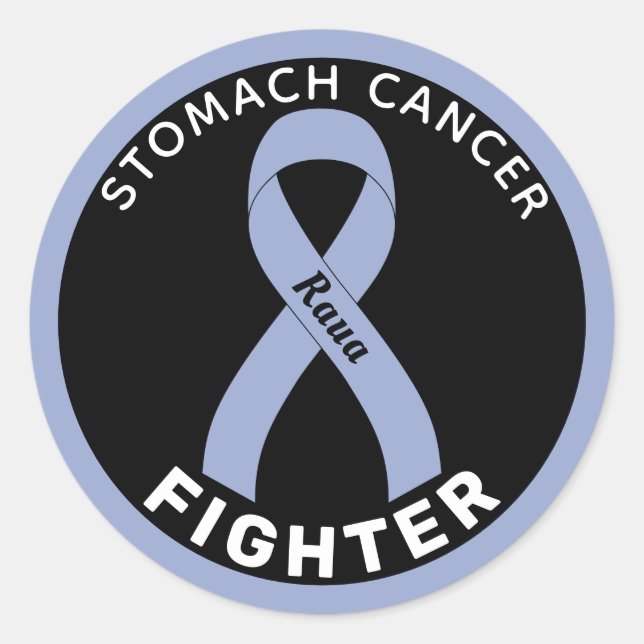 Stomach Cancer Fighter Ribbon Black Round Sticker (Front)