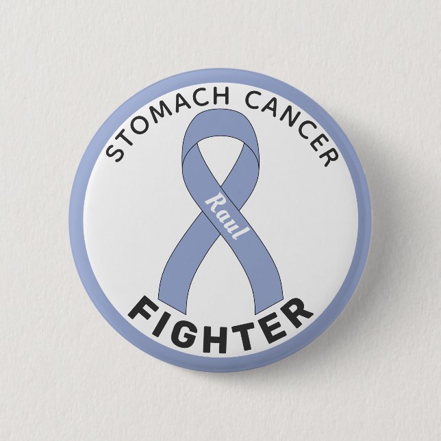 Stomach Cancer Fighter Ribbon White Button (Front)