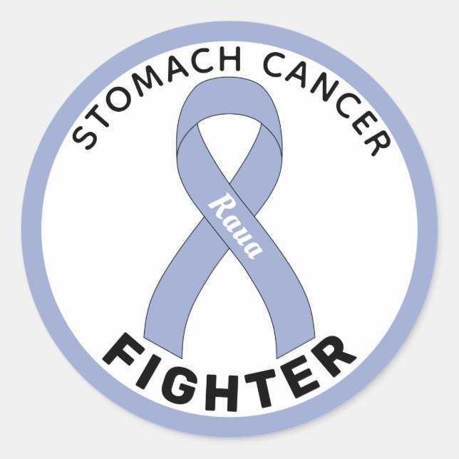 Stomach Cancer Fighter Ribbon White Round Sticker (Front)