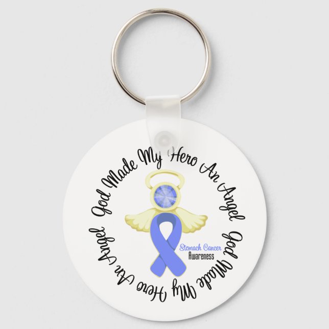 Stomach Cancer God Made My Hero An Angel Key Ring (Front)