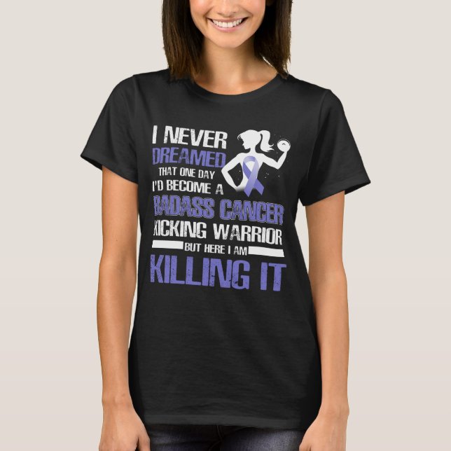 stomach cancer kicking warrior T-Shirt (Front)