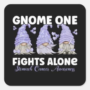 Stomach Cancer Periwinkle Blue Ribbon Gnome Square Sticker