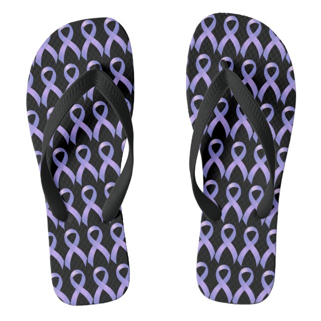 Stomach Cancer Periwinkle Ribbon Flip Flops (Footbed)
