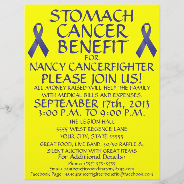 Stomach Cancer Ribbon Benefit Flyer (Front)