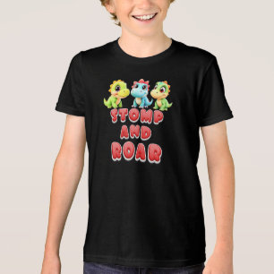 Stomp and Roar, Funny Dinosaur Kids Tri-Blend Shirt