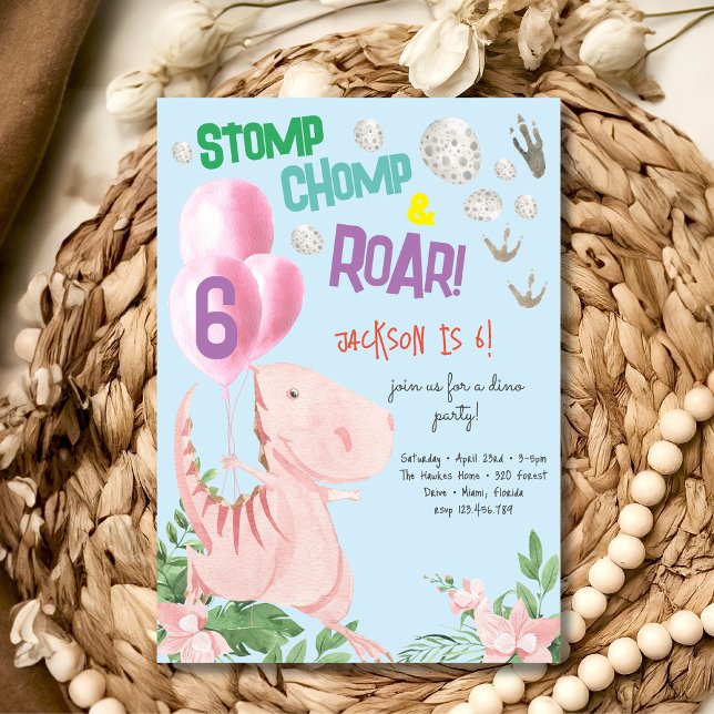 Stomp chomp and roar Dino kids birthday invitation (Creator Uploaded)