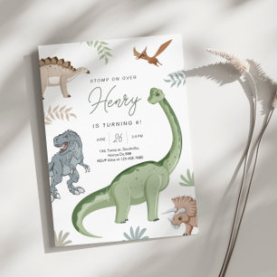 Stomp, Chomp and Roar! Dinosaurs Birthday Invitation