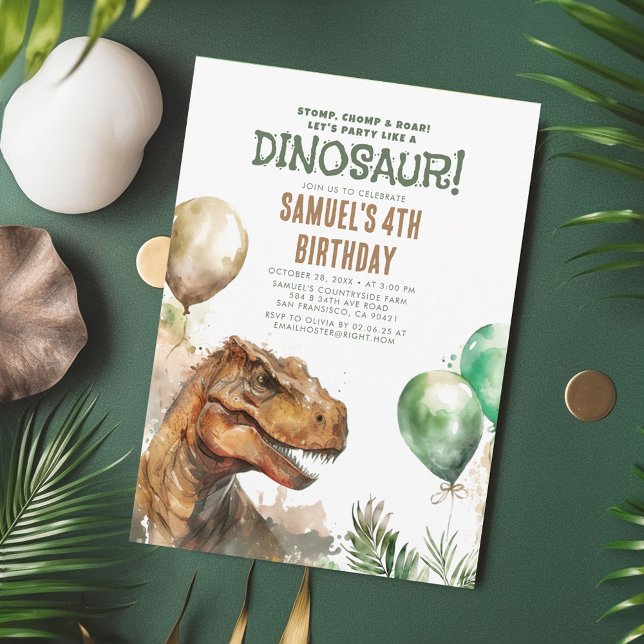 Stomp, Chomp and Roar! Dinosaurs Birthday Party Invitation (Dinosaur Birthday Invitations)